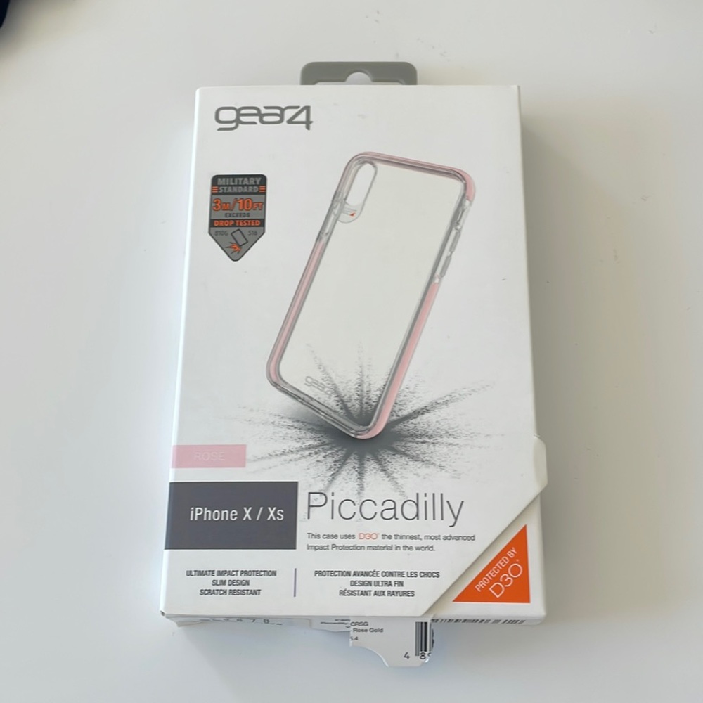 Gear4 iPhone X / iPhone XS Piccadilly Clear Phone Case with Rose Color Lining